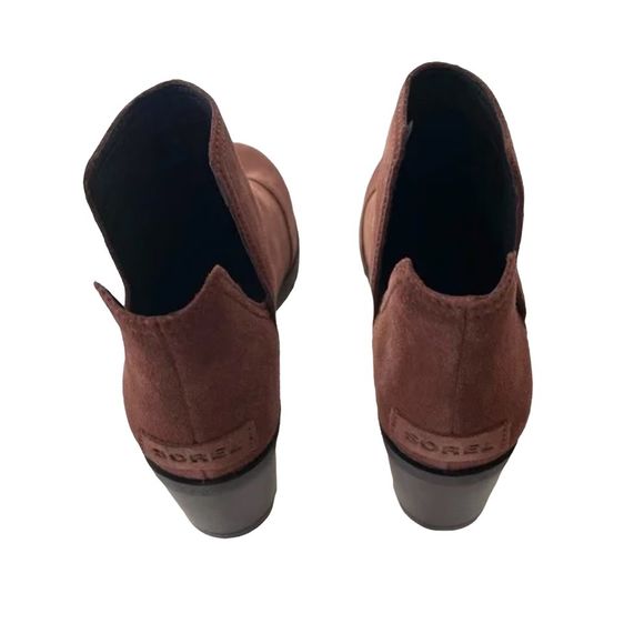 Sorel Cate Suede Cut Out Heeled Booties Burro Brown - Picture 15 of 17
